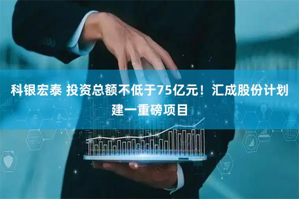 科银宏泰 投资总额不低于75亿元！汇成股份计划建一重磅项目